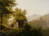 Barend Cornelis Koekkoek Famous Paintings - Paysage Montagneux Avec Chapelle